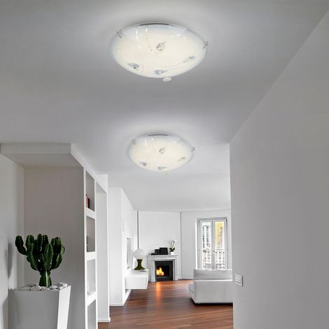 Plafoniera lampada da soffitto lampada da sala da pranzo lampada di design a LED con cristalli e linee, vetro metallo, 1x LED 8 watt 640 lumen bianco caldo, D 25 cm, set da 2