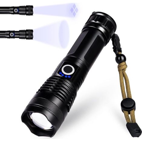 Ultra Powerful LED Flashlight, USB Type-C Rechargeable Flashlight, XHP50 Adjustable Zoomable Waterproof Torch for Camping, Hiking, and Emergencies (1/5)