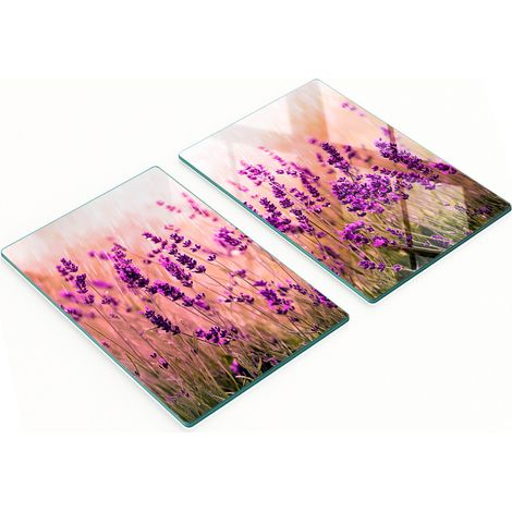 Tableros de vidrio decorativos multifuncionales con estampado de lavanda, 2x40x52 cm.