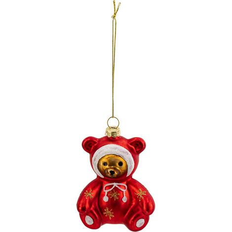 Orsetto di vetro sdn rosso 8cm - Feeric lights & christmas