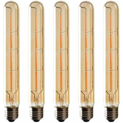 Lot de 5 Ampoules T225 Long Tube, Filament LED Edison, 6W Culot E27 Blanc Chaud, Verre Ambré Pour Décorative Ampoule, AC 220-240V (1/5)