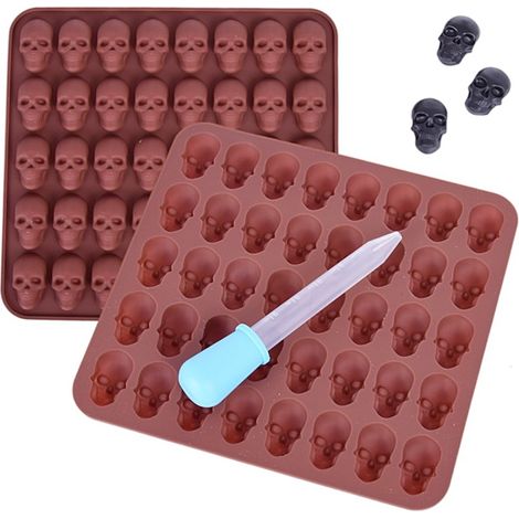Molde de silicona para caramelos de gelatina de hielo y decoraciones de calaveras de azúcar. (1/2)