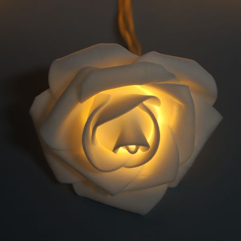 Guirlande lumineuse LED USB de 3 mètres (20 m) avec fleurs artificielles, guirlande de roses féériques, idéale pour la Saint-Valentin et les décorations de mariage, lumière blanche chaude. (1/5)