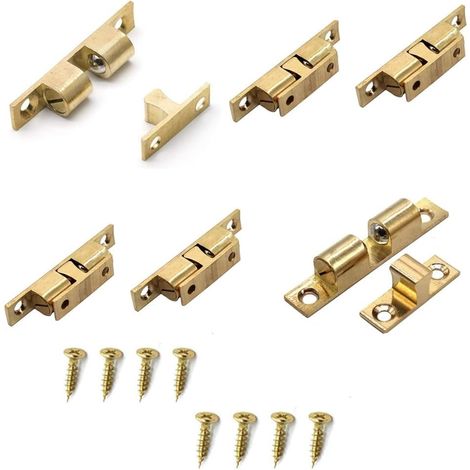 Sollbry Loquet à double boule en laiton pour porte d'armoire de meubles, 50mm, 6 pièces + M3X14 24 vis assorties (1/5)