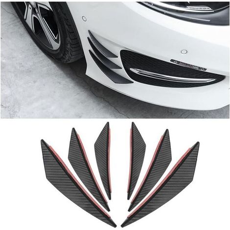 Ensemble de 6 ailerons de pare-chocs avant, becquet arrière, bande décorative universelle pour pare-chocs avant de voiture (1/5)