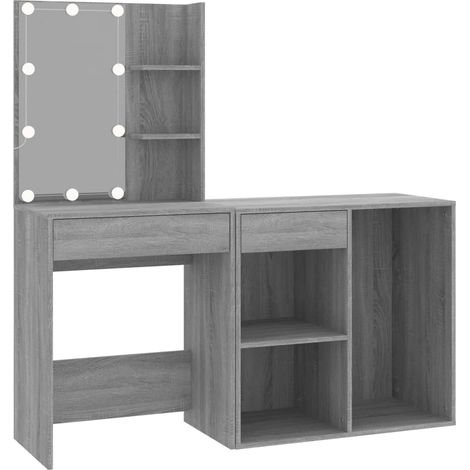 Maison Exclusive - LED-Schminktisch mit Schrank Grau Sonoma Holzw