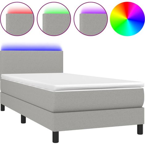 Maison Exclusive - Boxspringbett mit Matratze & LED Hellgrau 80x2