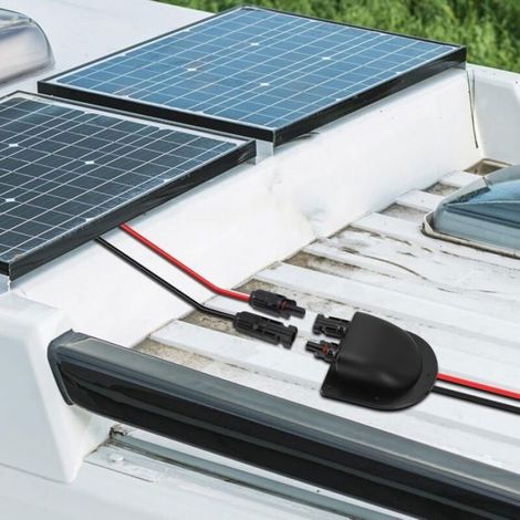Passe-câble Double, Passe-câble Solaire Double Passe-câble étanche Avec Prise de Câble D'extension Solaire de 3m et Prise pour Pro (1/4)