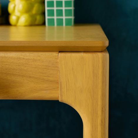 Bureau bois d'hévéa placage frêne 2 tiroirs naturel  - L 120 x l 60 x H 76 cm - Alienor (1/5)