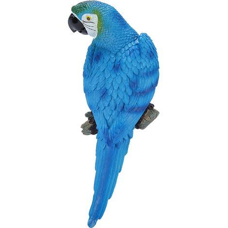 Figurine d'Oiseau Résine Réaliste Perroquet Bleu Sculpture Murale Décor Jardin (1/5)
