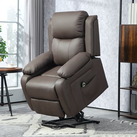 Sillón Relax Levanta Personas Sillón Elevador con Control Remoto Reclinación 160° Reposapiés 76x90x105cm Marrón (1/5)