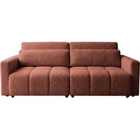 MAIA - Canapé amovible convertible tissu bouclette 3 places Terracotta (1/5)