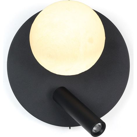 Applique LED noire métal, spot lecture 3W 18cm