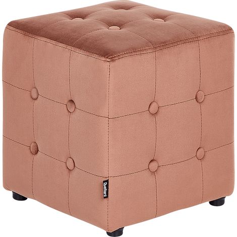 Puf cubo reposapiés capitoné dormitorio sala de estar terciopelo rosa melocotón Wisconsin