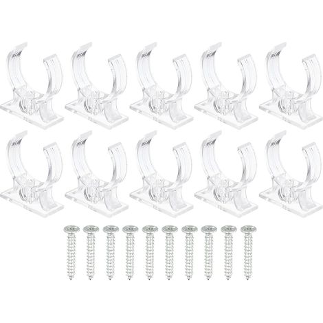 T8 U Clips Holder for LED Light Bulb Mounting Bracket Plastic Fluorescent Tube Holder with Screws, Transparent Pack of 10 (1/5)