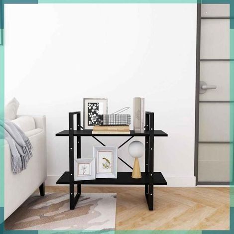 Bibliothèque - 806456 - Bois de pin massif - Noir - 2 niveaux 80 x 30 x 70 cm (1/5)
