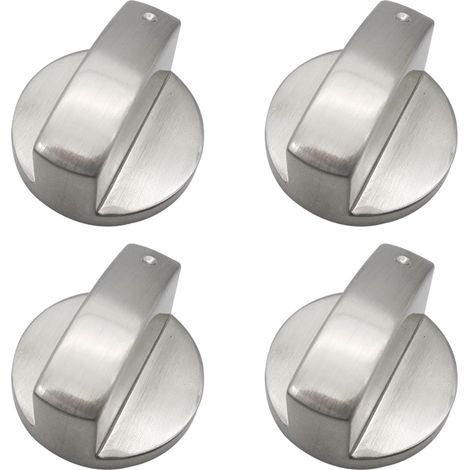 Lot de 4 boutons de rechange métal argenté 6 mm cuisinière gaz, boutons rotatifs