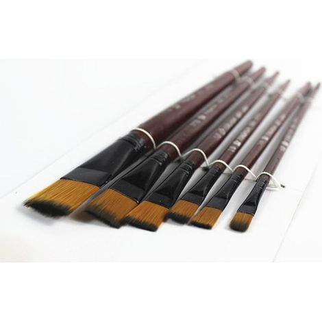Brushes Peinture Acrylique - Poils Nylon Souples et Absorbants - Têtes Plates - Tailles 2 4 6 8 10 12 - Lot de 6 (1/5)