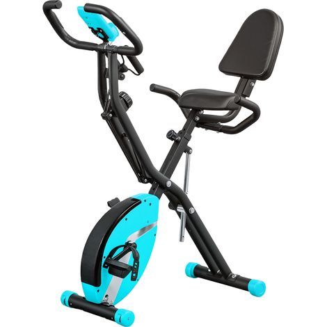 Bicicleta Estática Plegable Silenciosa Resistencia Magnética Monitor LCD Bandas Brazos 43x97x109 cm Vert