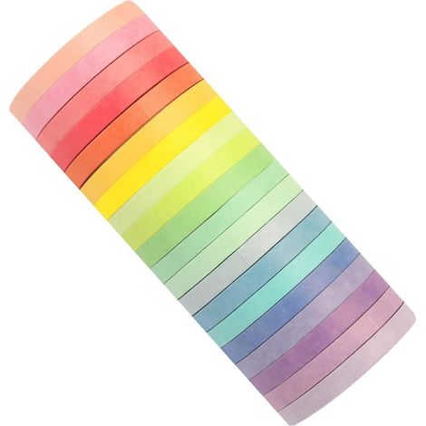 Lot de 20 Rubans Adhésifs - 20 Couleurs Unies - Papier Washi - Décoration DIY et Loisirs Créatifs - École Bureau Scrapbooking - 5m x 5mm (1/5)