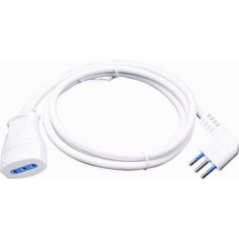 Trade Shop - Prolunga Lineare Bianca 10 Mt Con Spina 10a 2p+t + Presa 10a 2p+t Cavo 90° 83272 - (1/4)