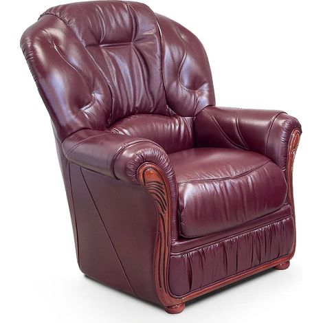 Poltrona 100% cuoio di bufalo Bordeaux - DAPHNE