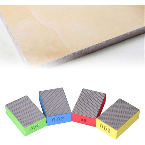 Almohadillas de pulido manual de diamante Eosnow, 4 piezas, para cortar baldosas de piedra y desbarbar, grano 60, 100, 200 y 400