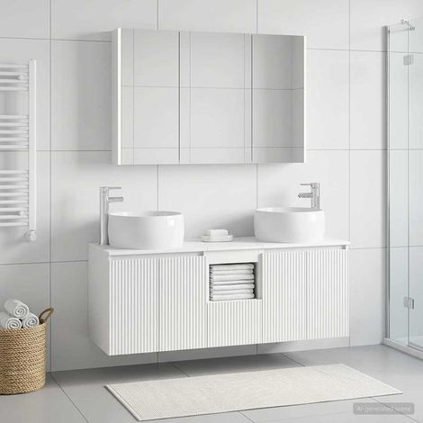 vidaXL Juego de Muebles de Baño 4 uds. Blanco Madera de ingeniería (1/5)