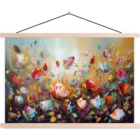 AFFICHE AVEC CADRE MAGNÉTIQUE Fleurs - Art - Nature - Peinture à l'huile 60x40 (1/3)