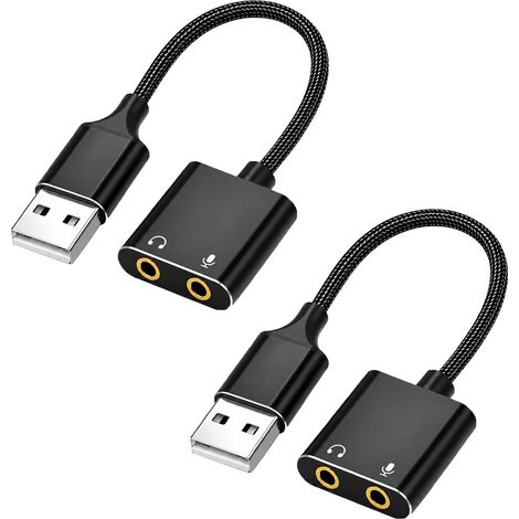 2 PCS Adaptateur Audio USB vers Jack 3,5 mm, Carte Son Externe avec Prise Casque Et Microphone, Convertisseur Son USB pour Ordinateur Portable, PC Et Appareils Compatibles Audio (1/5)