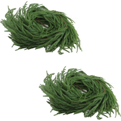 Guirlande de pin de Norfolk artificiel, 70,87 pouces, toucher réel, verdure d'hiver pour mur de manteau de Table, décoration intérieure et extérieure de noël, 2 pièces (1/2)