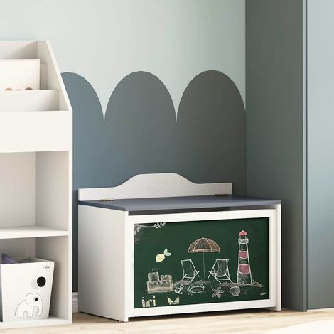 Box mit Stauraum und Tafelvorderseite ROROS Grau und Weiß