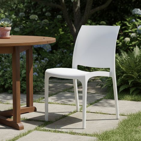 Dmora - Gartenstuhl Miranda, Gartensitz, Outdoor-Stuhl, Outdoor-Sessel, Made in Italy, 54x46 h80 cm, Weiß (1/3)