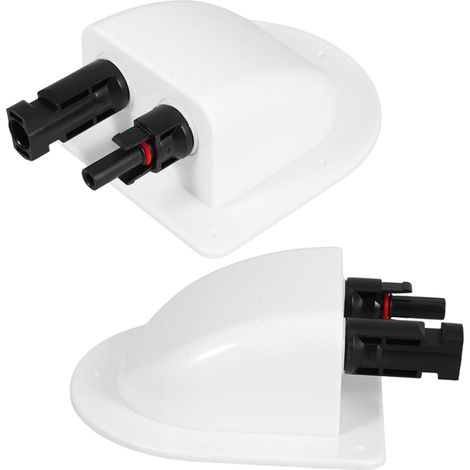 Boîtier D'entrée Solaire Double Câble Abs Étanche Pour Panneaux Solaires Camping-car, Presse-étoupes Courbés Pour Câblage Photovoltaïque Extérieur, Accessoires Robustes Et Polyvalents (1/5)