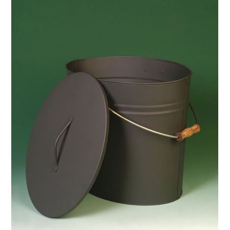 Asche- Eimer, Kohle-Eimer, Aschebehälter- anthrazit- mit Griff und Deckel, oval