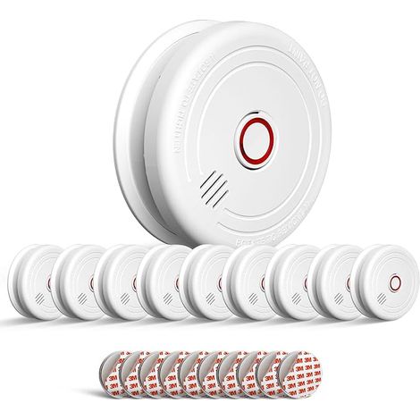 détecteurs de fumée support magnétique détecteur d'incendie photoélectrique avec batterie remplaçable (1/5)