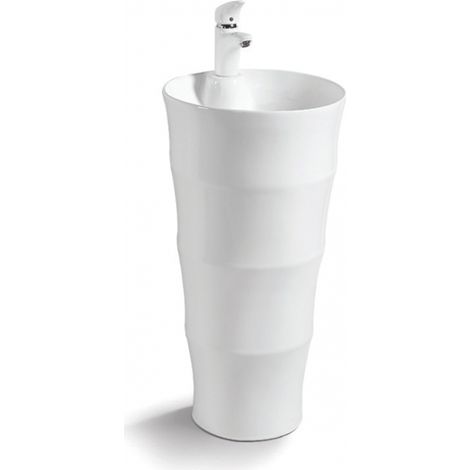 Lavabo totem rond à 1 trou ELYSEE 83x42x42 cm en céramique (1/5)