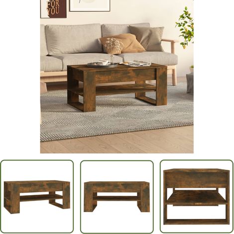 The Living Store Couchtisch Räuchereiche 102x55x45 cm Holzwerkstoff - Couchtisch - Wohnzimmertisch - Holzmöbel - Rauchereiche - Esszimmertisch (1/5)