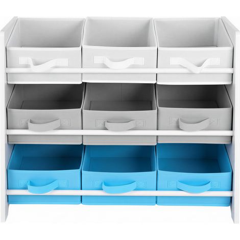 Étagère à Jouets pour Enfants, 9 Boîtes de Rangement en Tissu Non-tissé, Spacieuse, 29,5 x 62,5 x 60 cm, Blanc Nuage avec Motif Spatial (1/5)