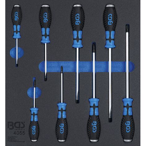 Insert de servante d'atelier 2/3 : Tournevis à fente et cruciformes 8 pièces BGS (1/2)