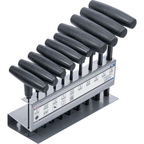 BGS technic PRO+ - Set di chiavi esagonali con manico a T, 10 pz., 2-10 mm