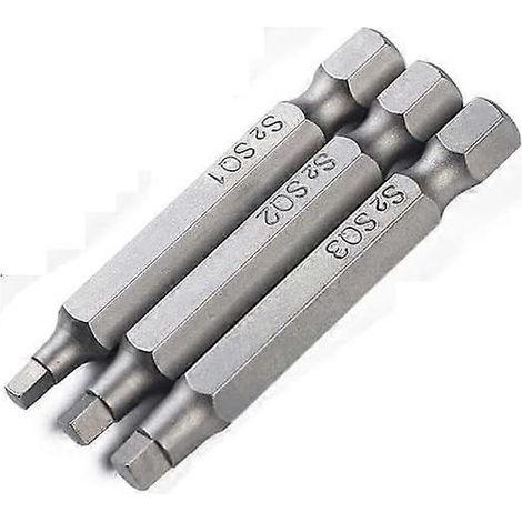Set bestehend aus SQ1-, SQ2- und SQ3-Vierkantschraubendreherbits, 1/4-Zoll-Sechskantschaft aus S2-Stahl, 50-mm-Magnetbohrer