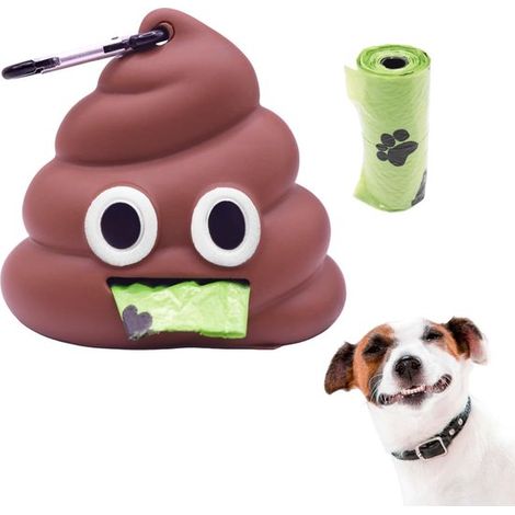 Soporte para bolsas de excremento de perro para correa, Dispensador de bolsas de silicona con mosquetón, Incluye 15 bolsas de basura (1/5)