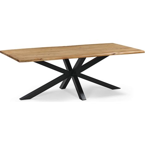 Table à manger 220 x 110 cm Olivia acacia pied métal