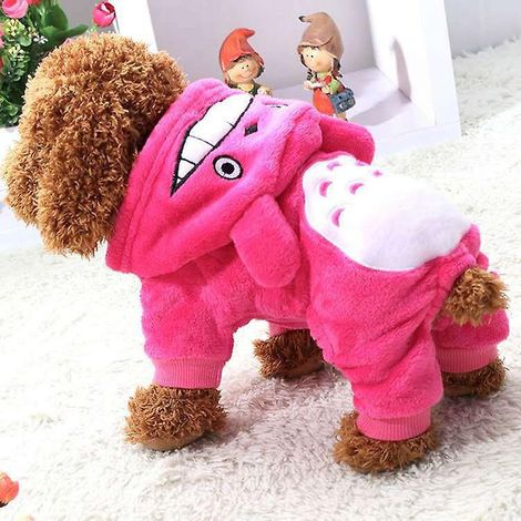 Hundebekleidung Größe M Brustumfang 40 cm Rückenlänge 30 cm Halsumfang 27 cm 1-teiliger warmer Herbstmantel für Welpen, Hundemode, Jumpsuit, Rosa (1/5)
