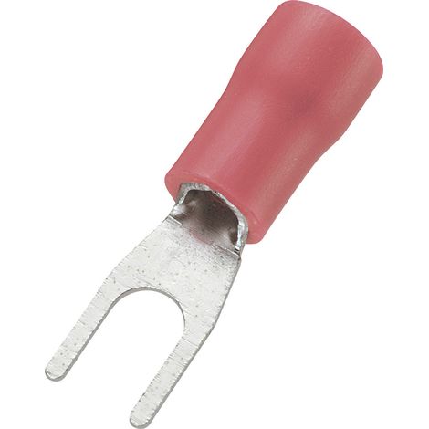 TRU COMPONENTS 745224 Gabelkabelschuh 0.50 mm² 1.50 mm² Loch-Ø=3.2 mm Teilisoliert Rot 100 St.