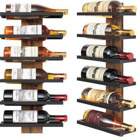 1 Étagère à vin Murale, 6 Niveaux, Métal, Design Industriel, Rangement Bouteilles, Salle à Manger (1/5)