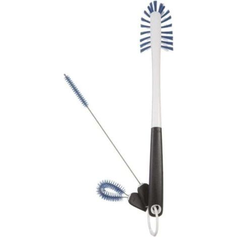 Kit de nettoyage pour bouteilles 3 en 1 , Brosse de nettoyage, Petite brosse et goupillon, Bleu (1/4)