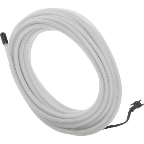 BeMatik - Cable electroluminiscente transparente-blanco de 5mm en bobina 5m de cable con pilas