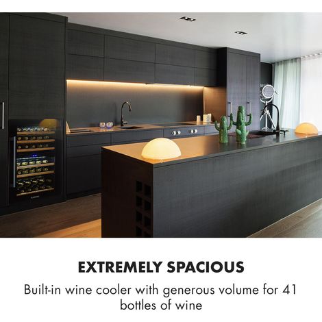 Klarstein Built-In Wine Cooler Fridge, Dual Zone Wine Fridge with Glass Door, 132L Slimline Drinks Fridge for Beer & Wine, Chiller Bottle Fridge for Home Pub, Indoor/Outdoor Bar Fridge, 35 Bottles (1/5)